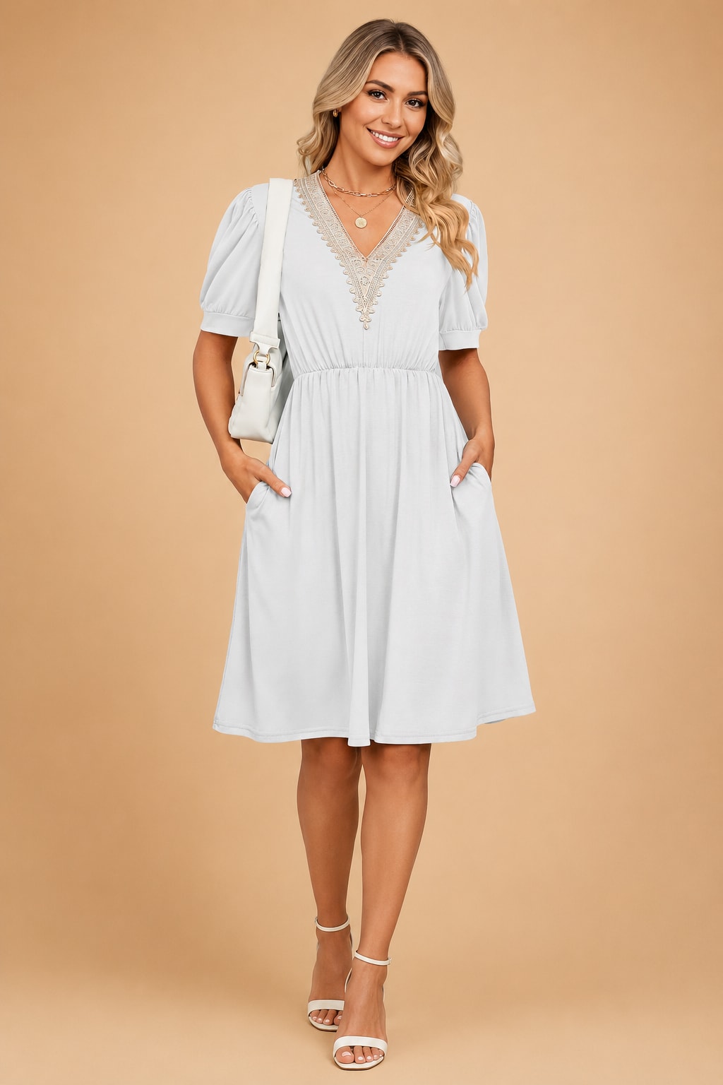 Felicity | Pink White Yellow Floral Lace Short Summer Dress