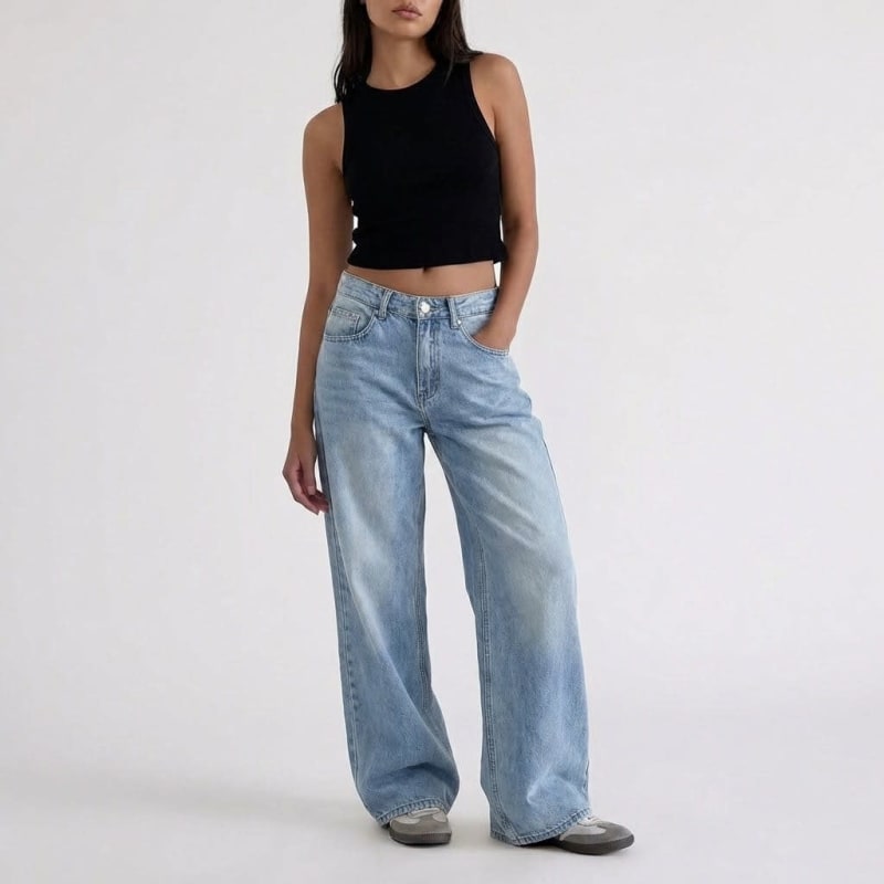 Manon | High Rise Wide Leg Linen Pants — Vintage Blue