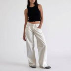 Manon | High Rise Wide Leg Linen Pants — White