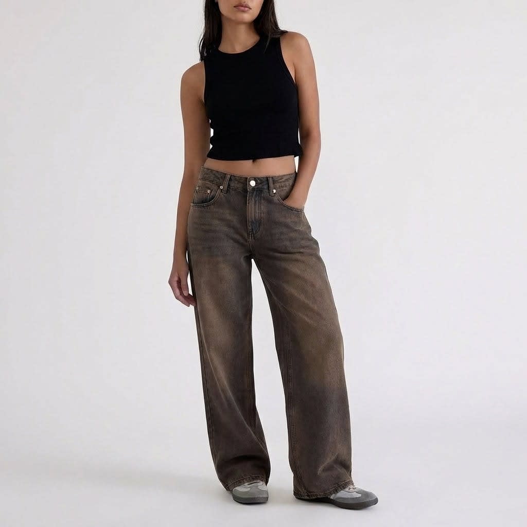 Manon | High Rise Wide Leg Linen Pants — Brown