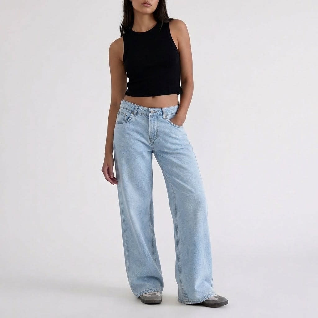Manon | High Rise Wide Leg Linen Pants — Light Blue