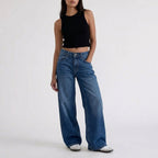Manon | High Rise Wide Leg Linen Pants — College Blue
