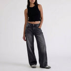 Manon | High Rise Wide Leg Linen Pants — Smoke Grey