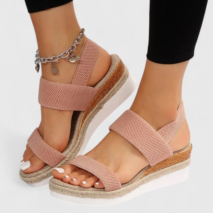 Violaine | Silver Flat Low Mid Heel Bridal Sandals