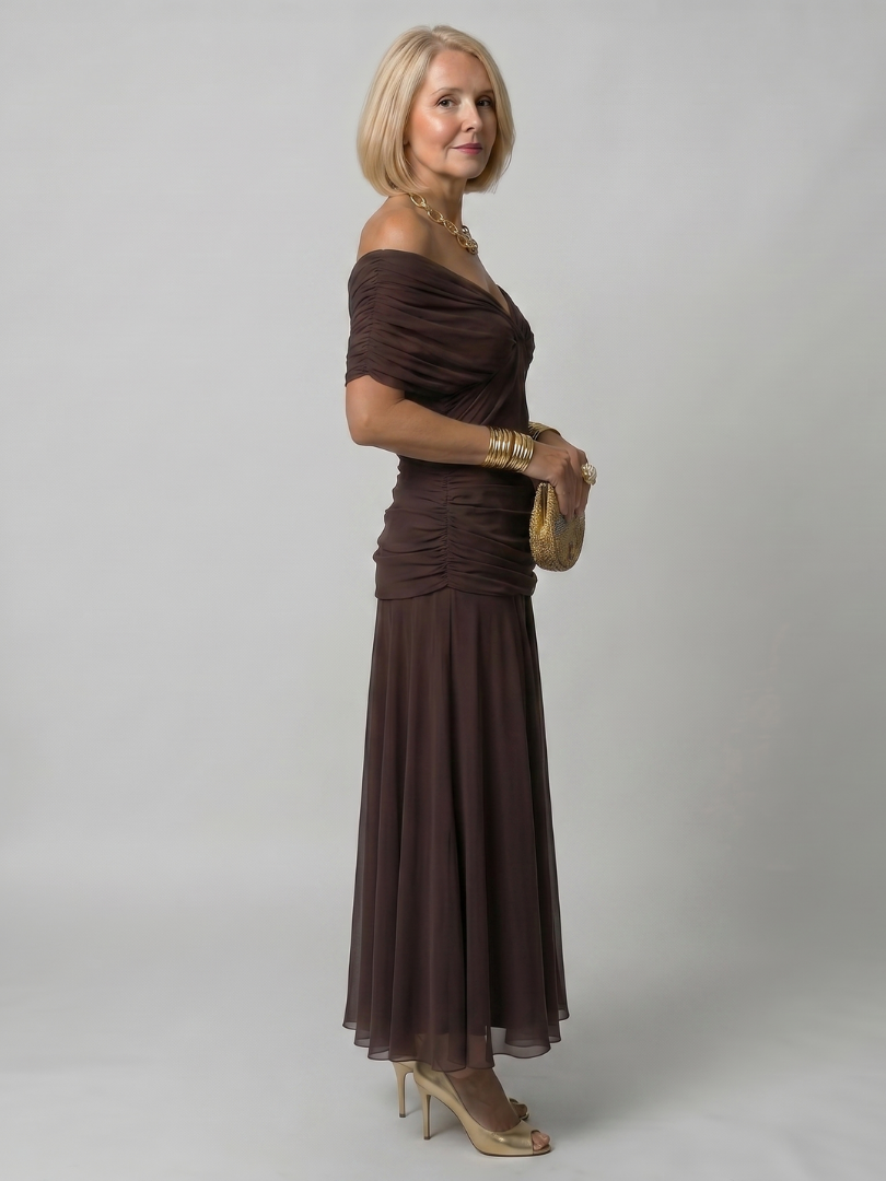 Octavia | Purple One Shoulder Strapless Denim Flowy Maxi Dress