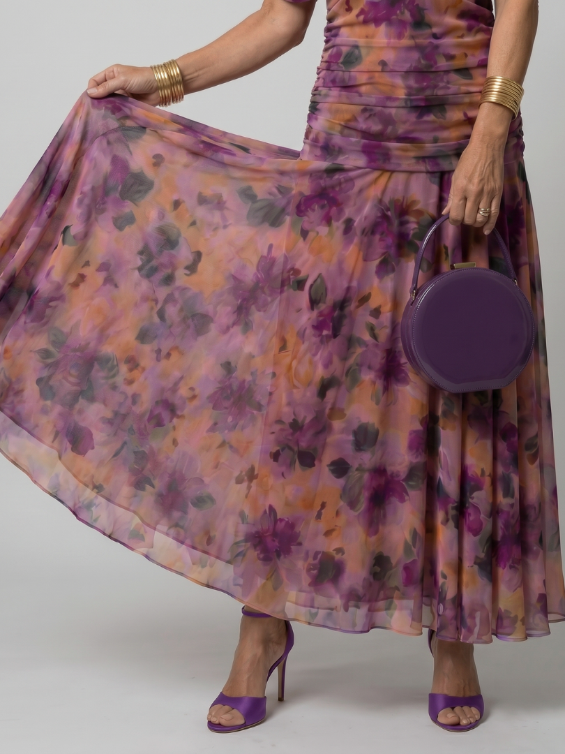 Octavia | Purple One Shoulder Strapless Denim Flowy Maxi Dress