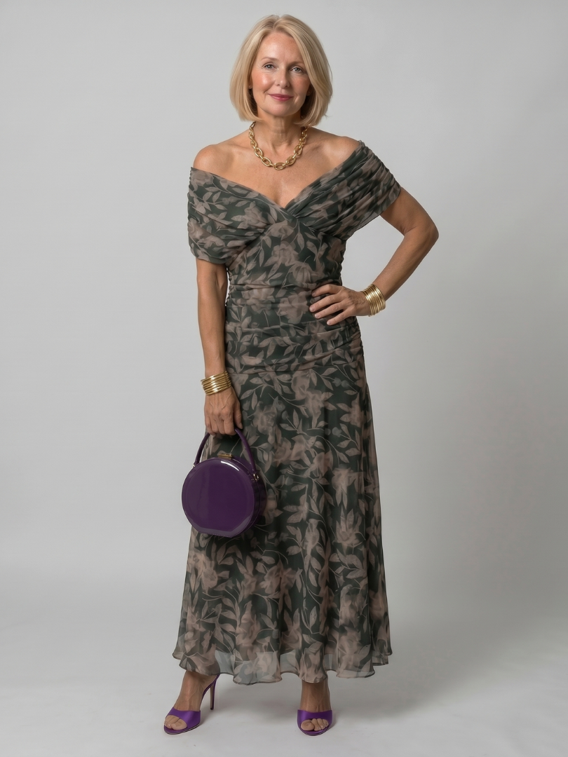 Octavia | Purple One Shoulder Strapless Denim Flowy Maxi Dress — Multicolor