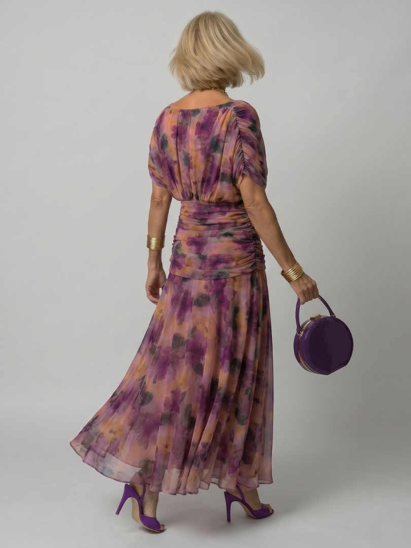 Octavia | Purple One Shoulder Strapless Denim Flowy Maxi Dress