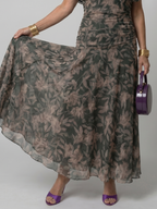 Octavia | Purple One Shoulder Strapless Denim Flowy Maxi Dress