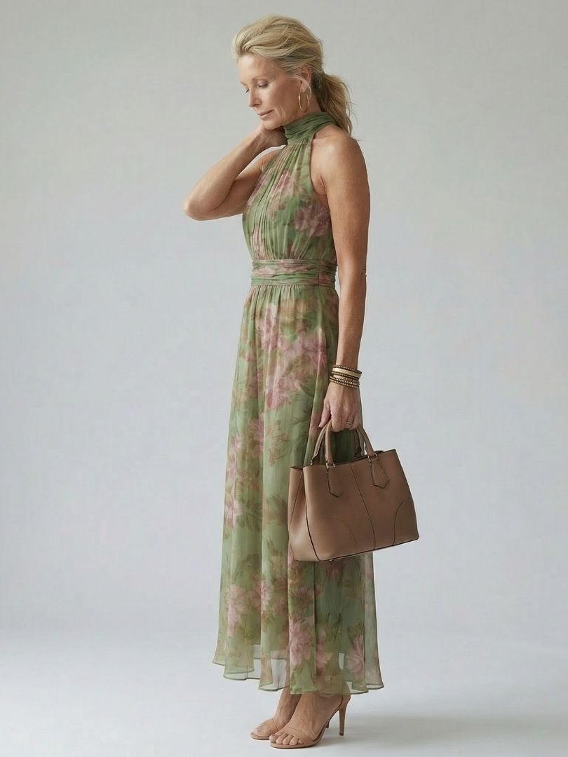 Maelys | Purple Satin Short Sleeve Midi Maxi Denim Dress