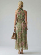 Maelys | Purple Satin Short Sleeve Midi Maxi Denim Dress