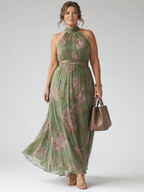 Maelys | Purple Satin Short Sleeve Midi Maxi Denim Dress