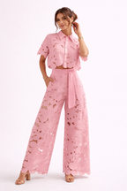 Fleur | Summer Jumpsuits Playsuits Two-Piece Wide-Leg Set — Pink