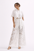 Fleur | Summer Jumpsuits Playsuits Two-Piece Wide-Leg Set — White