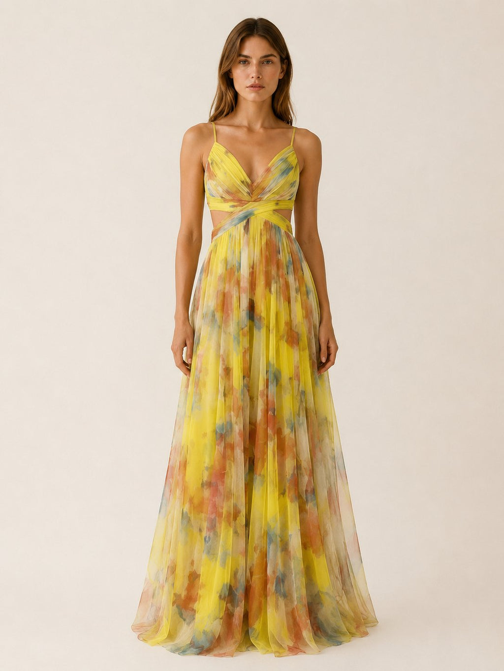 Cosima | Spring Summer Floral Maxi Wedding Guest Dress Petite Dresses — Yellow