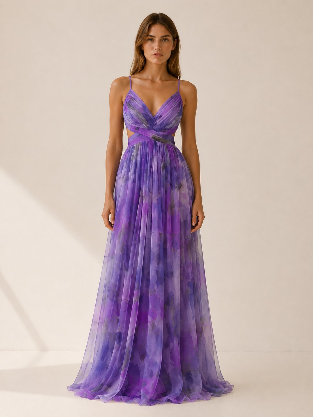Cosima | Spring Summer Floral Maxi Wedding Guest Dress Petite Dresses — Purple