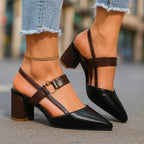 Xanthe | Strappy Block Heels Pink Black White Nude Tan — Black