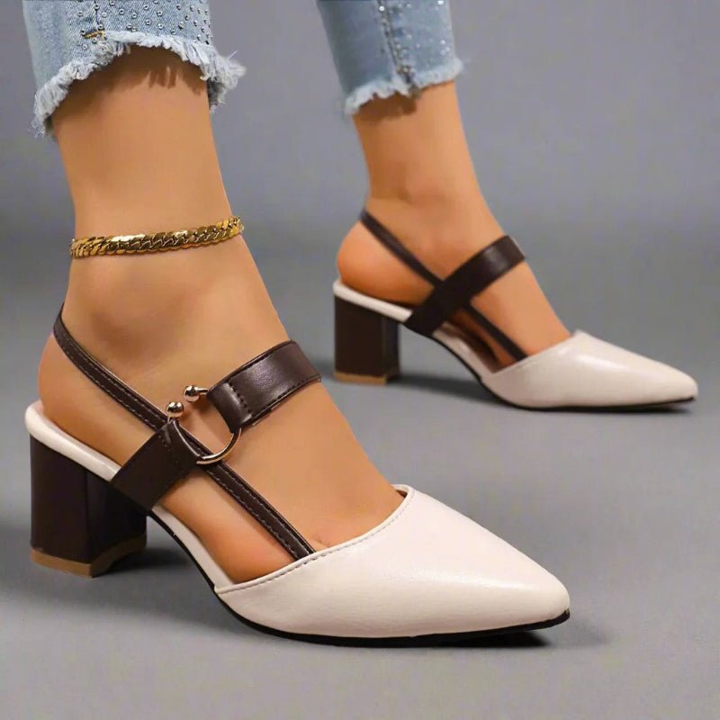 Xanthe | Strappy Block Heels Pink Black White Nude Tan — Beige