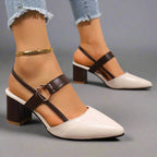 Xanthe | Strappy Block Heels Pink Black White Nude Tan — Beige