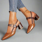 Xanthe | Strappy Block Heels Pink Black White Nude Tan — Brown